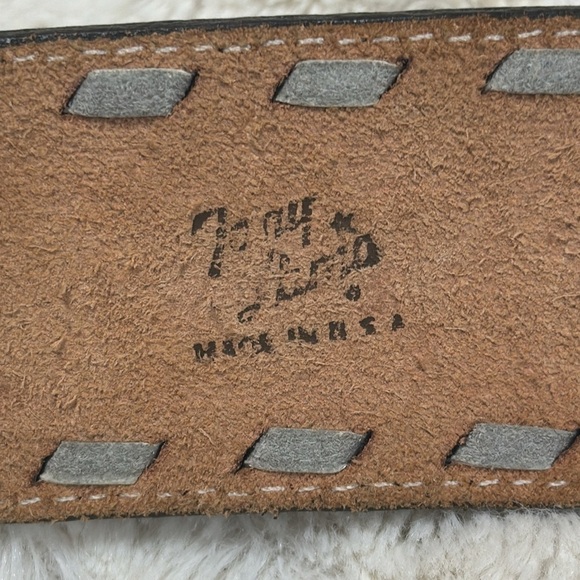 Vintage Tony Lama, Tooled Leather Belt Personalized 'GARY'. COLORS & LACED TRIM - Picture 2 of 6
